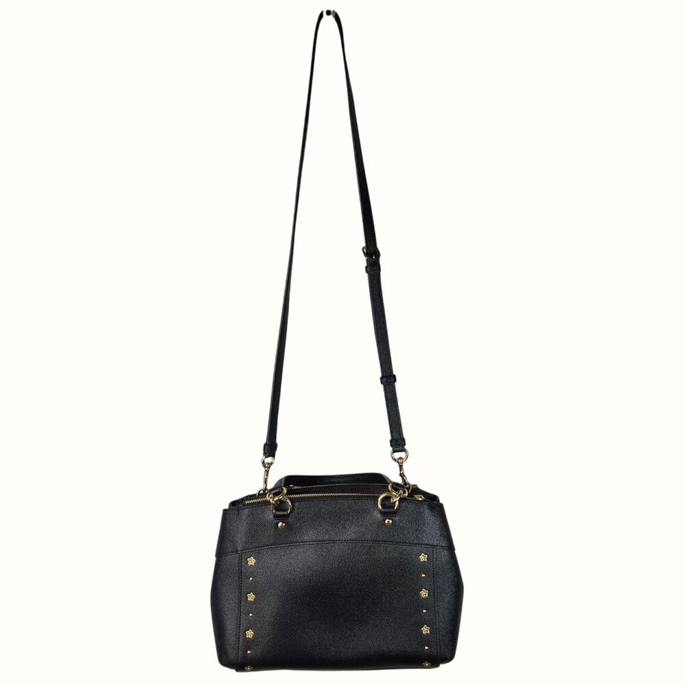 Coach 2018 Mini Brooke Black Leather Crossbody Bag w Floral Rivets F37754 - Picture 12 of 16